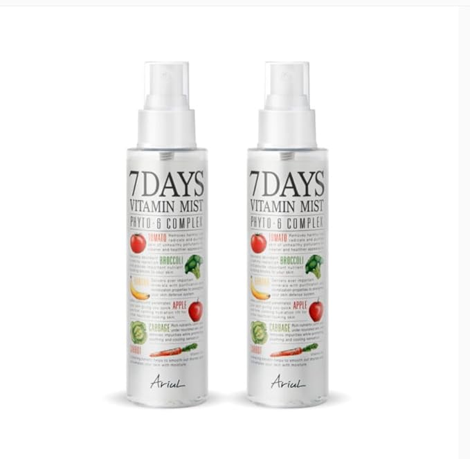 Ariul 7 Days Vitamin Mist - 4 in 1 Hydrating Face Mist, Makeup Setting Spray & Facial Toner, Perfect Makeup Finish Spray for Dewy Look, Suitable for All Skin Types (5.07 Fl.Oz) (Pack of 2)