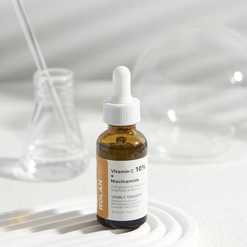 ROLANYIN Vitamin C 10% + Niacinamide Facial Serum Hydration Reducing Fine Lines Wrinkles Skin Firming Anti Aging Formula Boosting Radiance Improving Texture Skin Care