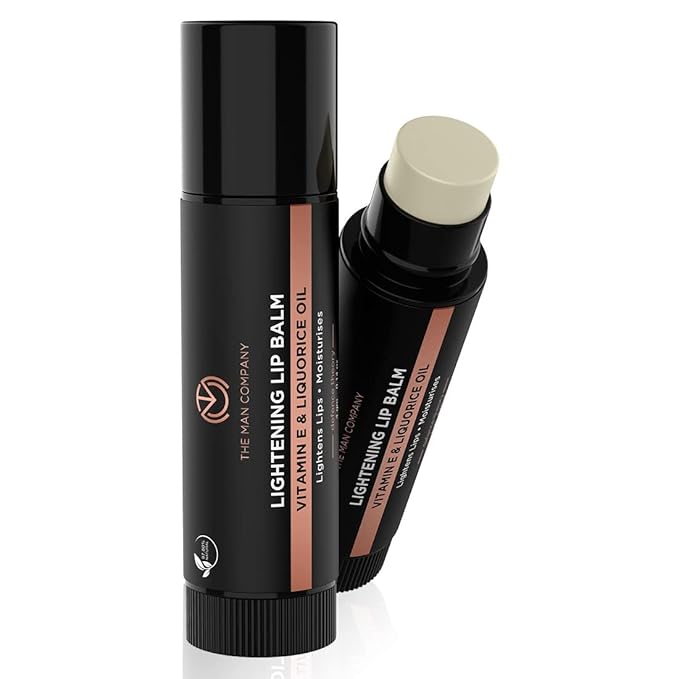 The Man Company Lightening Lip Balm for Men with Vitamin E & Liquorice Oil (0.14 oz), Lightens Darkened Lips, Nourishes, Moisturizes & Hydrates | PABA Free