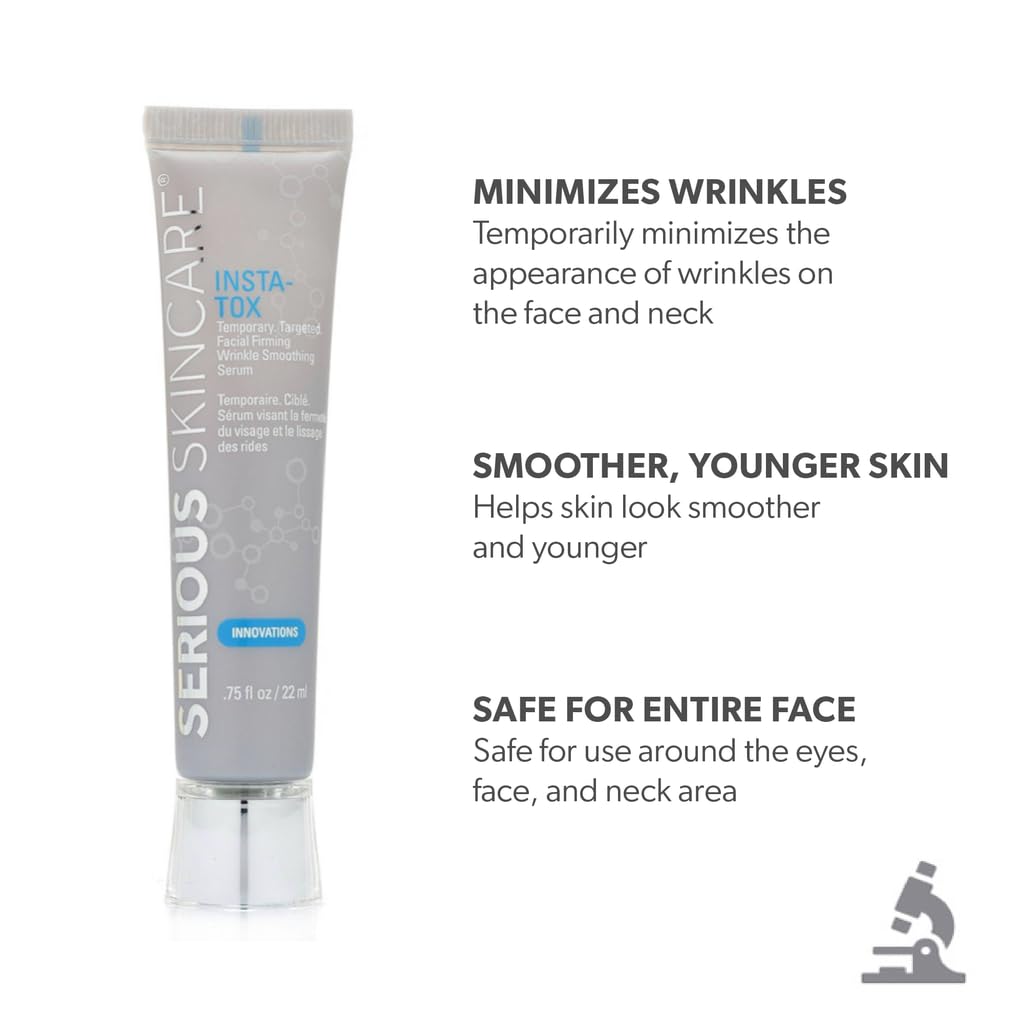 Serious Skincare INSTA-TOX Instant Wrinkle Filler for Face Serum, to Smooth + Blur Fine Lines, Deep Wrinkles, Lip Lines, Crow’s Feet & Pores, Temporary Face Tightener, .75 oz