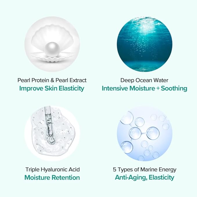 JM Solution Marine Luminous Pearl Deep Moisture 3 Step Skin Care Face Mask - Korean Skincare Facial Mask - boosting Brightening Moisturizing-10 Sheets for Dry Skin