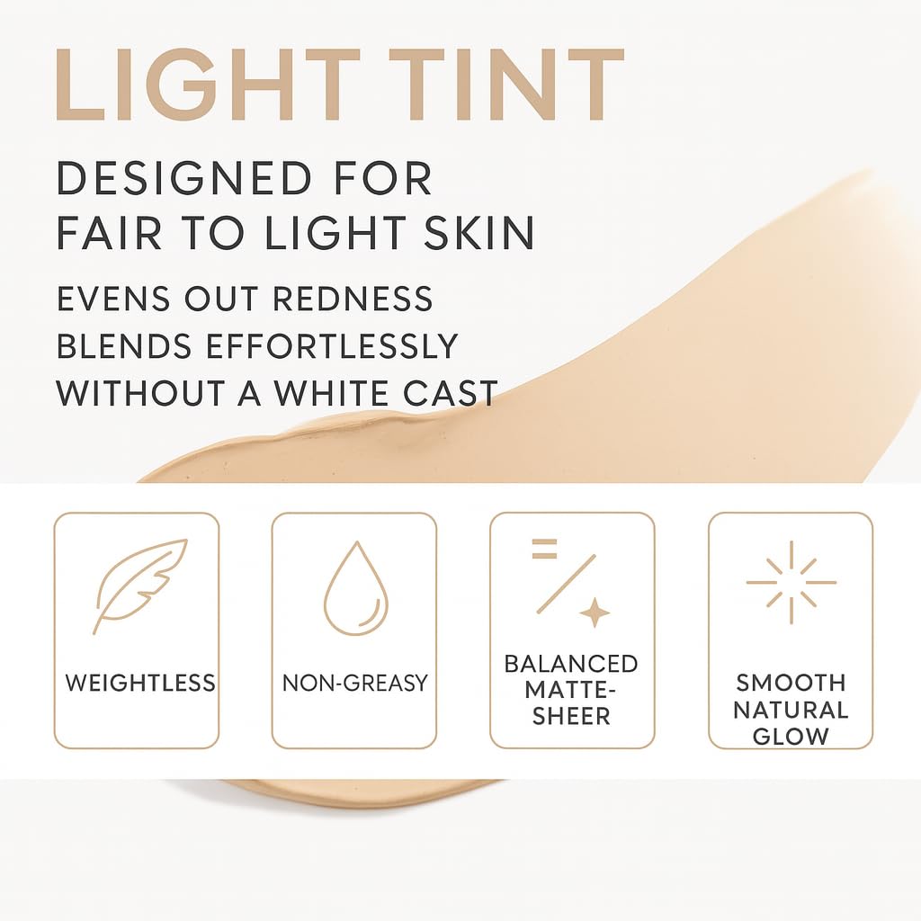 NAELI Anti Aging Tinted Moisturizer SPF 50, Mineral Sunscreen for Face with Zinc Oxide, Peptides & Ceramides, Natural Hydrating Light Tint - 1.4 oz