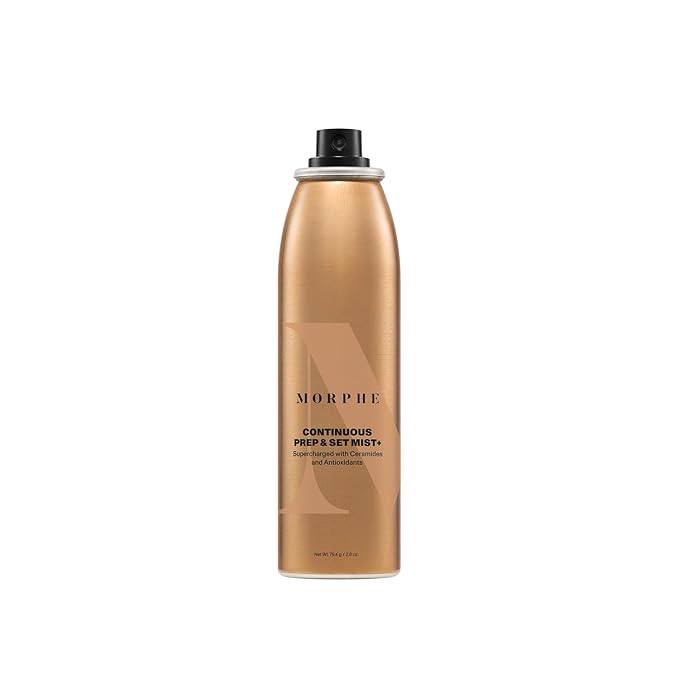 Morphe Continuous Prep & Set Face Mist - Hydrating Setting Spray for Makeup & Skin Prep - Enriched with Ceramides and Antioxidants for a Radiant Finish (2.8 oz)