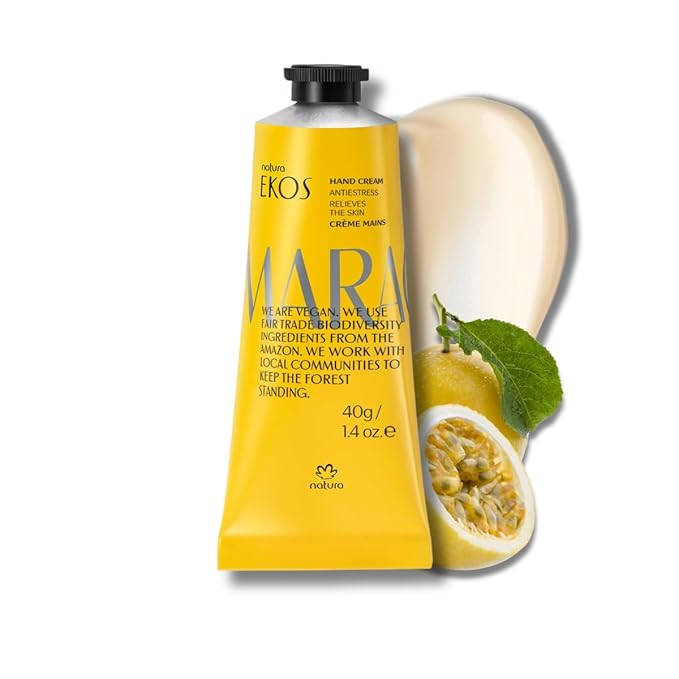 natura - Ekos Maracujá Hand Cream - Calming Hand Balm - Fast Absorption - 24-Hour Deep Hydration Skin Moisturizer - Vegan Skin Care - Brazilian Beauty Secrets - Self Care & Body Care - 1.41oz (40g)