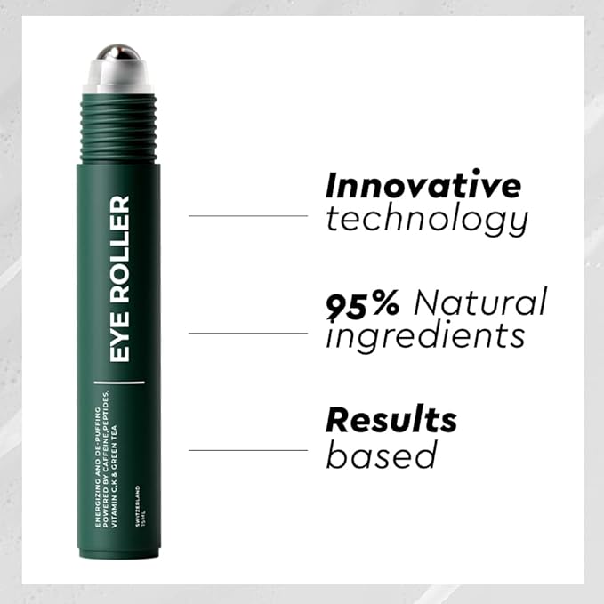 Wolf Project Eye Care Set - Energizing Eye Roller + Under Eye Mask for Dark Circles and Puffiness, With Caffeine, Vitamin C and Peptides
