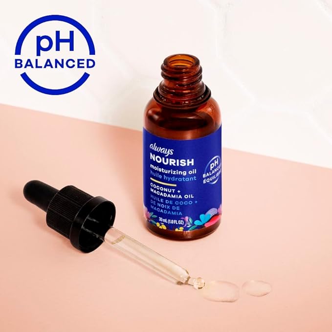 Always Nourish Moisturizing Oil for Intimate Skin, Helps Nourish Dry, Irritated Intimate Skin, Fragrance-Free, 30 mL