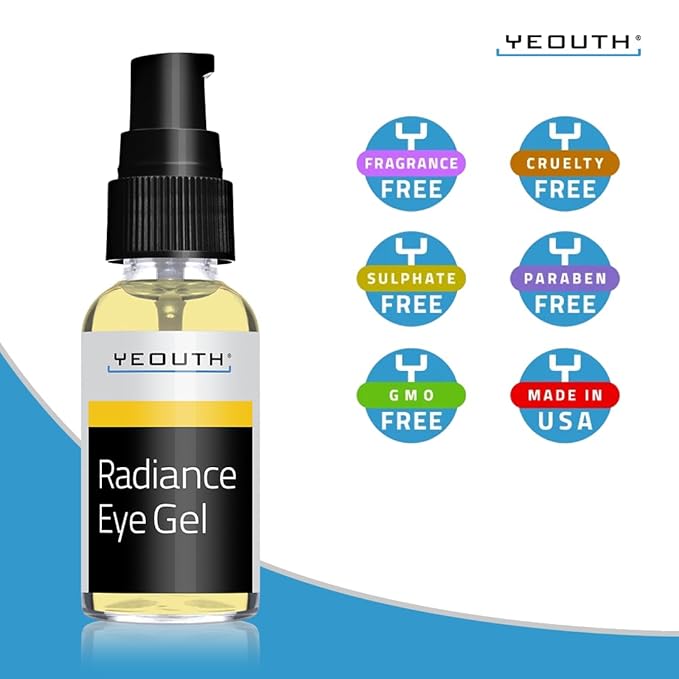 YEOUTH Under Eye Gel with Hyaluronic Acid for Puffiness, Under Eye Bags & Circles, Hydrating Skincare for Tired-Looking Eyes 1oz