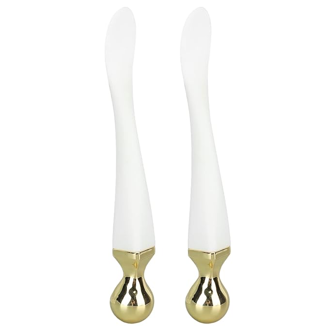 2pcs Metal Face Mask Spoon Anti Wrinkle Eye Fatigue Relief Massage Stick Cream Scoop, Metal Eye Cream Applicator Face Roller Massager Tool, Reducing Puffiness Wrinkle