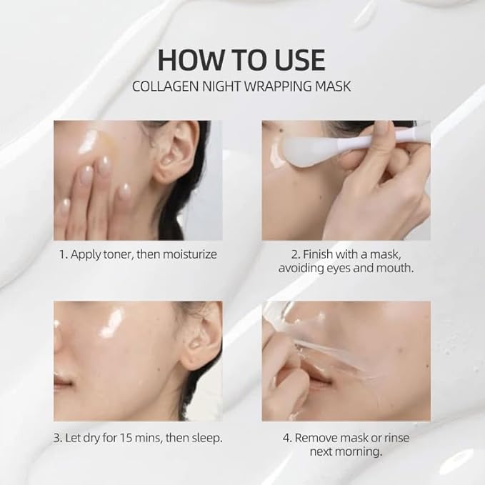 Hydrolyzed Collagen Night Wrapping Mask - 2.64 fl.oz | Overnight Peel Off for Elasticity, Hydration & Tight Skin | Reduce Sagging & Dullness