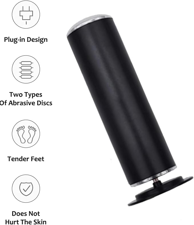 Electronic Foot File Grinder (Speed Adjustable) with 60pcs Replacement Sandpaper Disk,Electric Foot Scrubber Dead Skin Remover,for Feet Hard Cracked Dry Dead Skin Exfoliation,Unisex(Black)