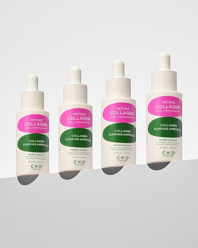 CKD Retino Collagen Small Molecule 300 Collagen Pumping Ampoule, Dual Function Face Ampoule for Wrinkle Care & Tone Correction, Anti-aging Serum to Improve Skin Density & Firmness, 1.01 fl. oz.