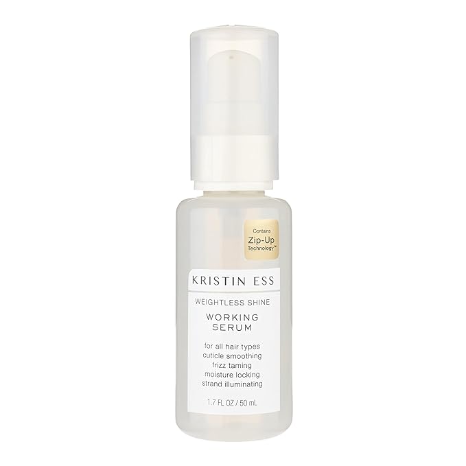 Kristin Ess Hair Weightless Shine Working Hair Serum for Dry Damaged Hair - Frizz Taming, Anti Breakage, Moisture Locking + Shine Enhancing - Color + Keratin Safe, 1.7 fl. oz.