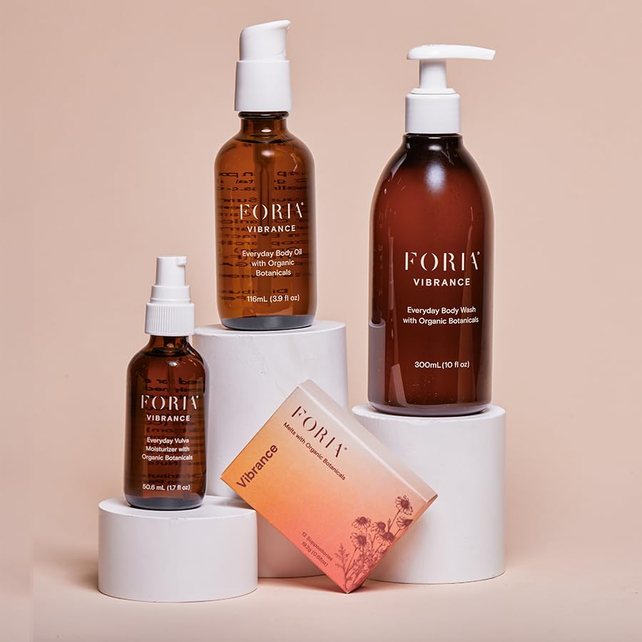 Foria Midlife Magic Set | Organic, All-Natural Feminine Skincare for Ever-Evolving Skin | Body Wash + Body Oil + Vulva Moisturzer + Vibrance Melts