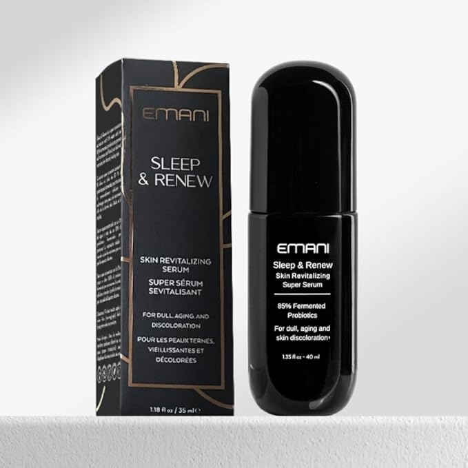 Emani Sleep and Renew Face Serum With Anti Aging and Wrinkle Reducing Properties, Hydrating Serum Contains Fermented Probiotics for Dull and Aging Skin for Women, 1.18 fl oz