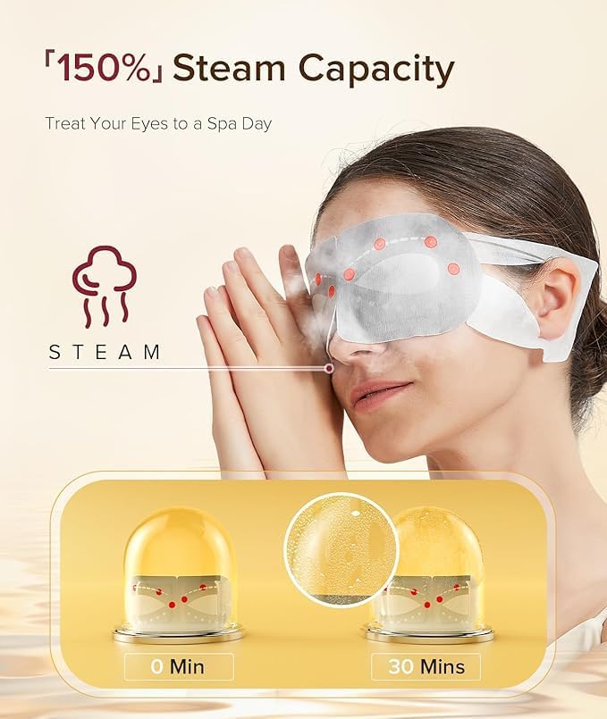 3D Self Heated Eye Mask for Dry Eyes with 100+ Soft Beads,Steam Eye Mask for Sleeping,Relaxation, Disposable, Spa, Travel Gifts for Women, Men 14