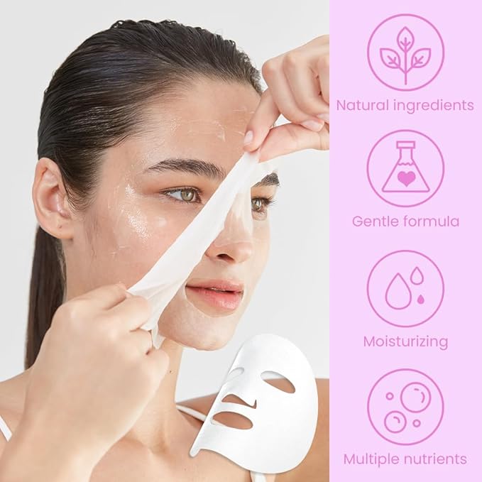 Face Sheet Mask Skincare,Hydrating Spa Face Mask For Sensitive Skin,Moisturize,Nourish for All Skin Types,Natural Skin Care Spa Face Mask for Women Men Girls,Pack of 6