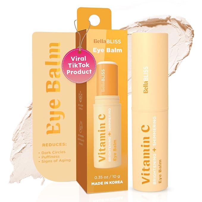 BellaBLISS Vitamin C Eye Balm Stick ā Lightweight Under Eye Cream for Puffiness, Dark Circles & Wrinkles ā Made in Korea ā 0.35 oz / 10 g ā Pack of 1