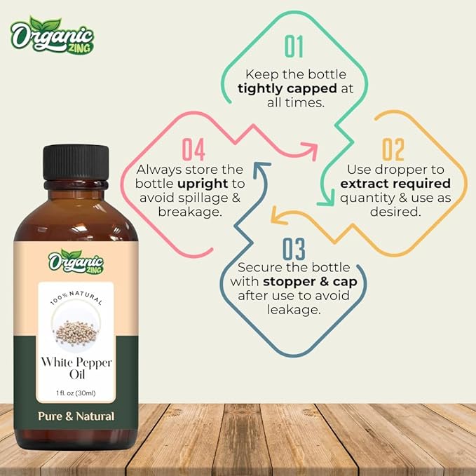 White Pepper (Piper nigrum) Oil | Pure & Natural Essential Oil Aroma, Diffusers, Skincare & Haircare- 30ml/1.01fl oz