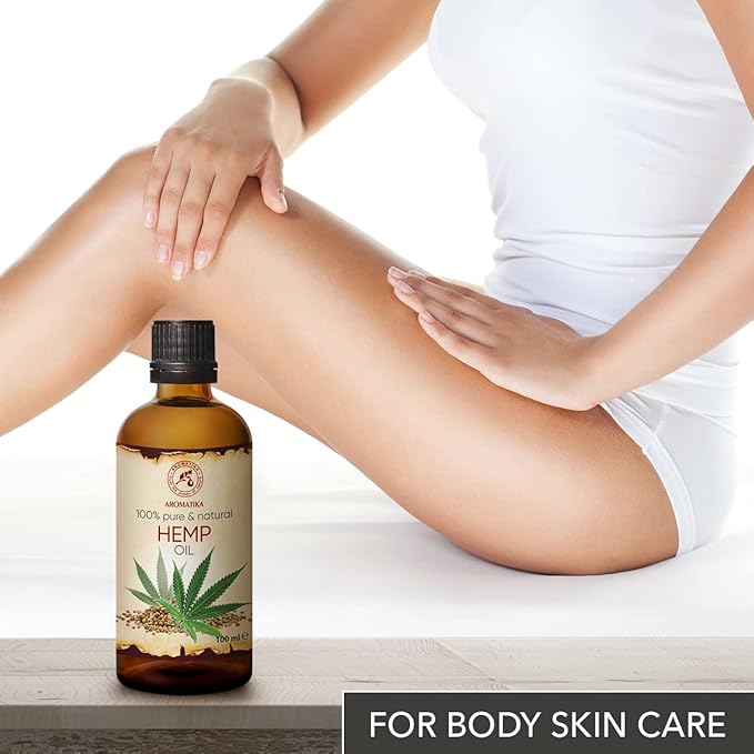 Hemp Oil 3.4 Fl Oz - Pure & Natural - Cold Pressed Hemp Seed Oil - Unrefined Carrier Oil for Essential Oils - for Skin - Nails - Lips - Hair - Face & Body Care