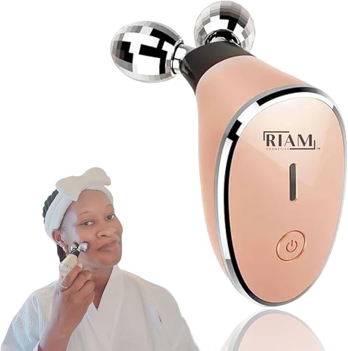 Microcurrent-Facial-Device, Microcurrent Facial Roller, Microcurrent Facial Massager, Skin Tightening, Face & Neck Roller, Anti-Aging Wrinkle, Skin Care Tools at Home, Glossy Gold
