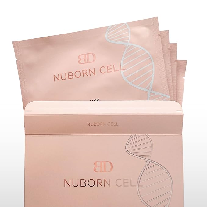 NUBORN CELL Hydrogel Collagen Mask | Advanced Stem Cell Face Mask for Dry Skin | 2% Niacinamide, Peptides, Collagen, and Hyaluronic Acid | Made in Korea, (4 masks) Pack of 1