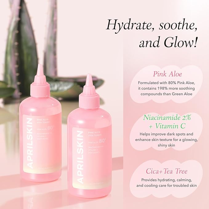 APRILSKIN Pink Aloe Facial Polish Cleanser with Vita Toner and Mucin Serum