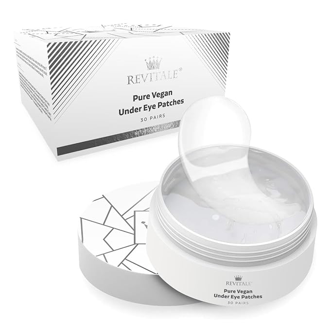 Pure Vegan Under Eye Patches, Helps Reduce Puffy Eyes & Dark Circles, Revitalise Dull Eye Masks - Nourishes, Renews, Soothes (Jar - 30 Pair)