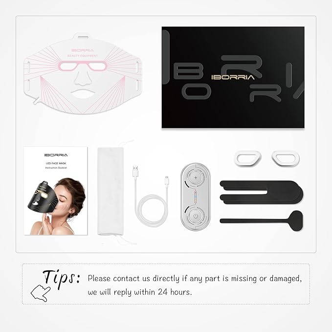 Led Face Mask Light Therapy, Red Light Therapy For Face, 3 Colors LED Skin Mask With Near infrared light, Skincare Device for All Skin Types at Home (White)