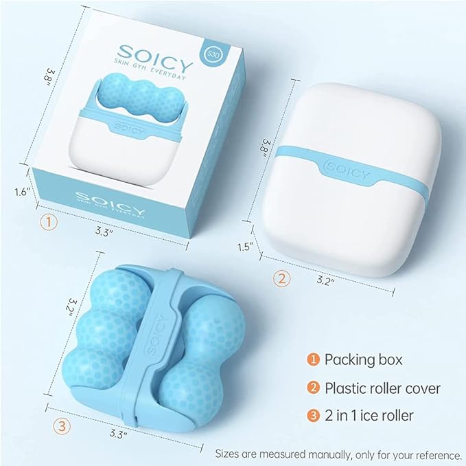 2 in 1 Ice Roller for Face Eye, Face Massager Roller for Eye Puffiness, Reduces Wrinkles, Relief Migraine and Minor Injury, Cold Facial Skin Care Tools Ice Roller