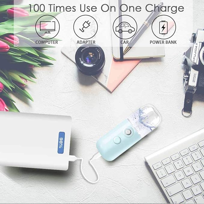 GIVERARE Nano Facial Steamer, Handy Mini Mister, USB Rechargeable Mist Sprayer, 30ml Visual Water Tank Moisturizing&Hydrating for Face, Daily Makeup, Skin Care, Eyelash Extensions-Blue