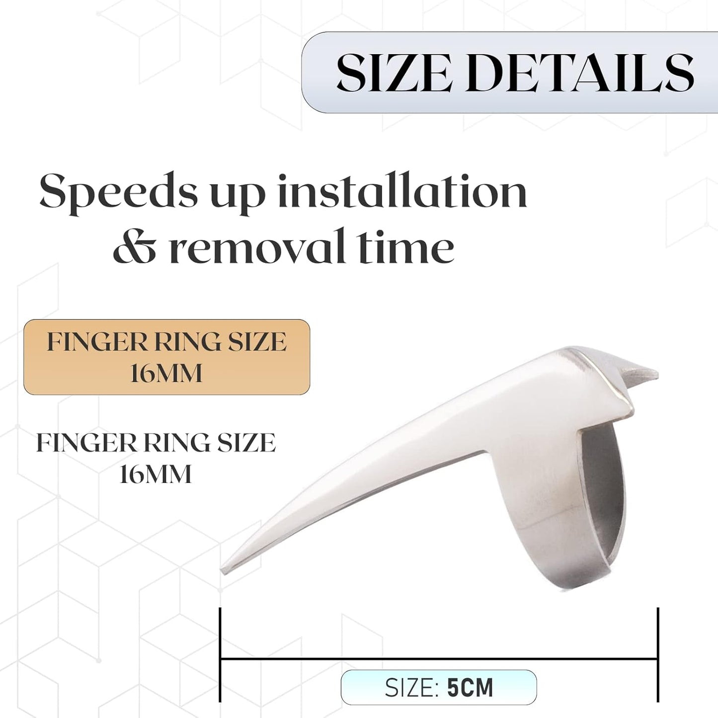 Cross Edge Pro Hair Parting & Sectioning Rings - Stainless Steel Finger Braiding Hair Pick Tools for Durable Wig, Curling, Remy Human Hair Extensions Hair Styling Tools (Silver Mirror Polish)