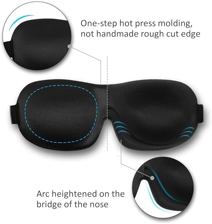 Sleep Mask Invisible Alar Deep Orbit 3D Eye Mask Ultra Lightweight & Comfortable Sleeping Mask for Travel, Nap Shift Works Black & Lavender