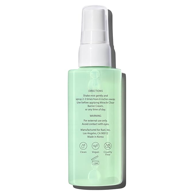 Rael Face Mist, Miracle Clear Hydrating Facial Spray, Pore Control for Acne Prone & Oil with Succinic Acid, Residue Free, Vegan, Korean Skin Care (2.5 fl oz)