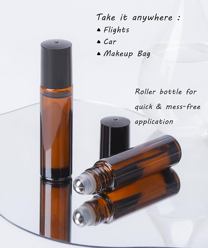 Organic Castor Oil for Face Roll On,Rollerball Castor Oil, Deep Hydration for Skin Care and Hair, Castor Oil Organic Cold Pressed Unrefined Glass Bottle 8oz with 2 Roller