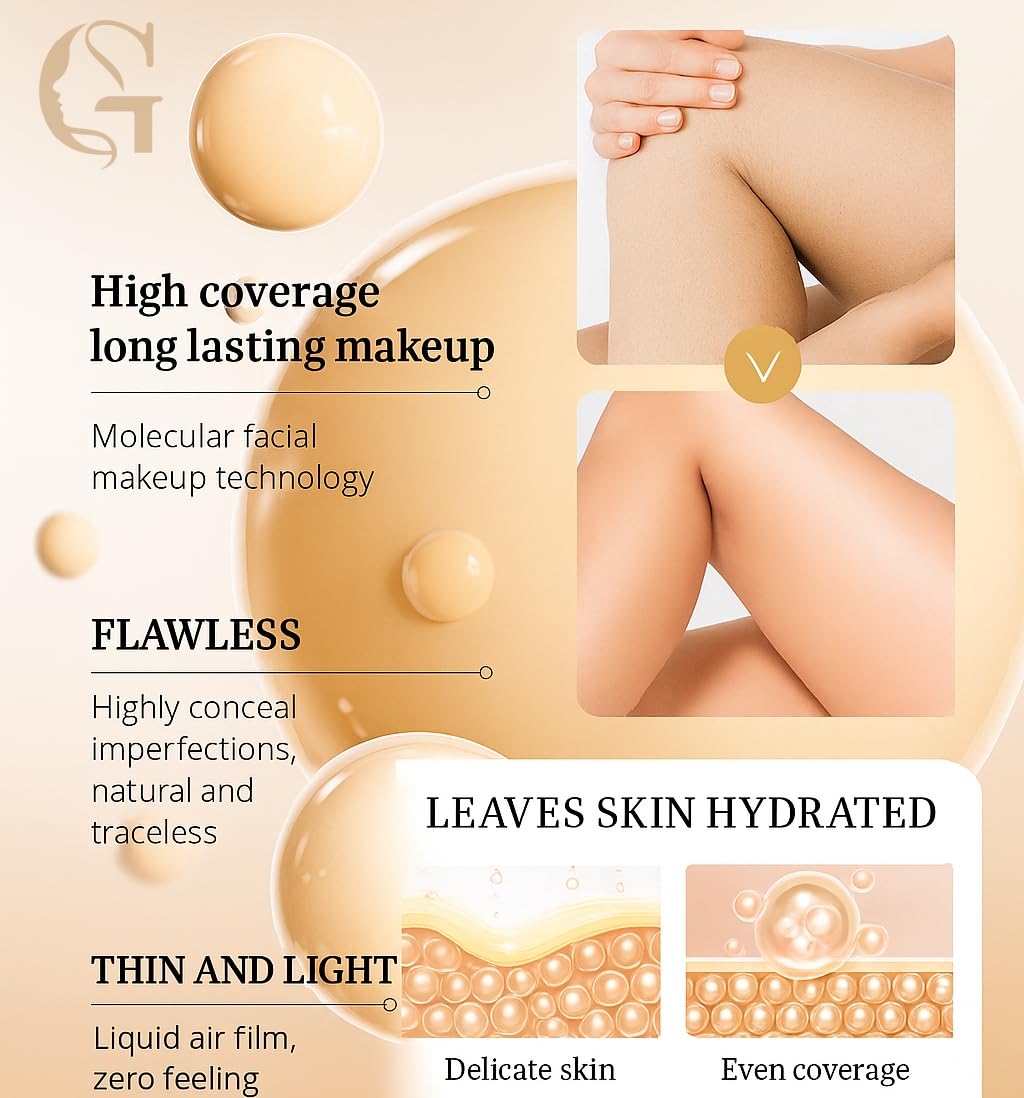 Leg Concealer Body Makeup Foundation – Full Coverage Cream for Veins, Scars, Blemishes – Smooths Skin Tone Waterproof & Long-Lasting Leg Makeup – 100ml (FAIREST)