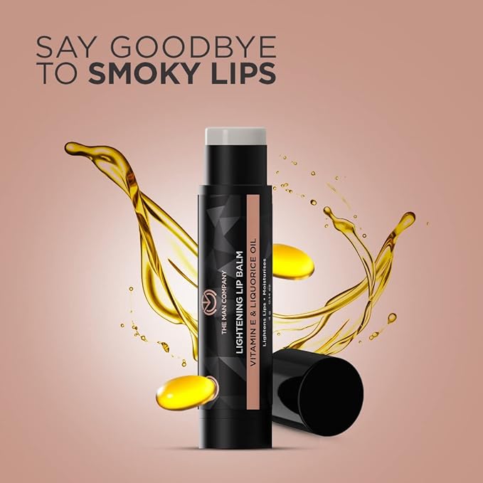 The Man Company Lightening Lip Balm for Men with Vitamin E & Liquorice Oil (0.14 oz), Lightens Darkened Lips, Nourishes, Moisturizes & Hydrates | PABA Free