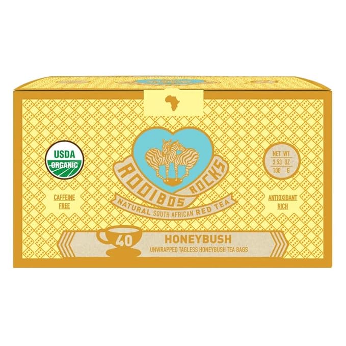 Caffeine Free South African Honeybush Tea 40 Decaf Tea Bags - Premium Tea Safe for Children, Pregnant Women and Nursing Moms โ Naturally Sweet, Sustainably Sourced and Ethically Farmed in South Africa