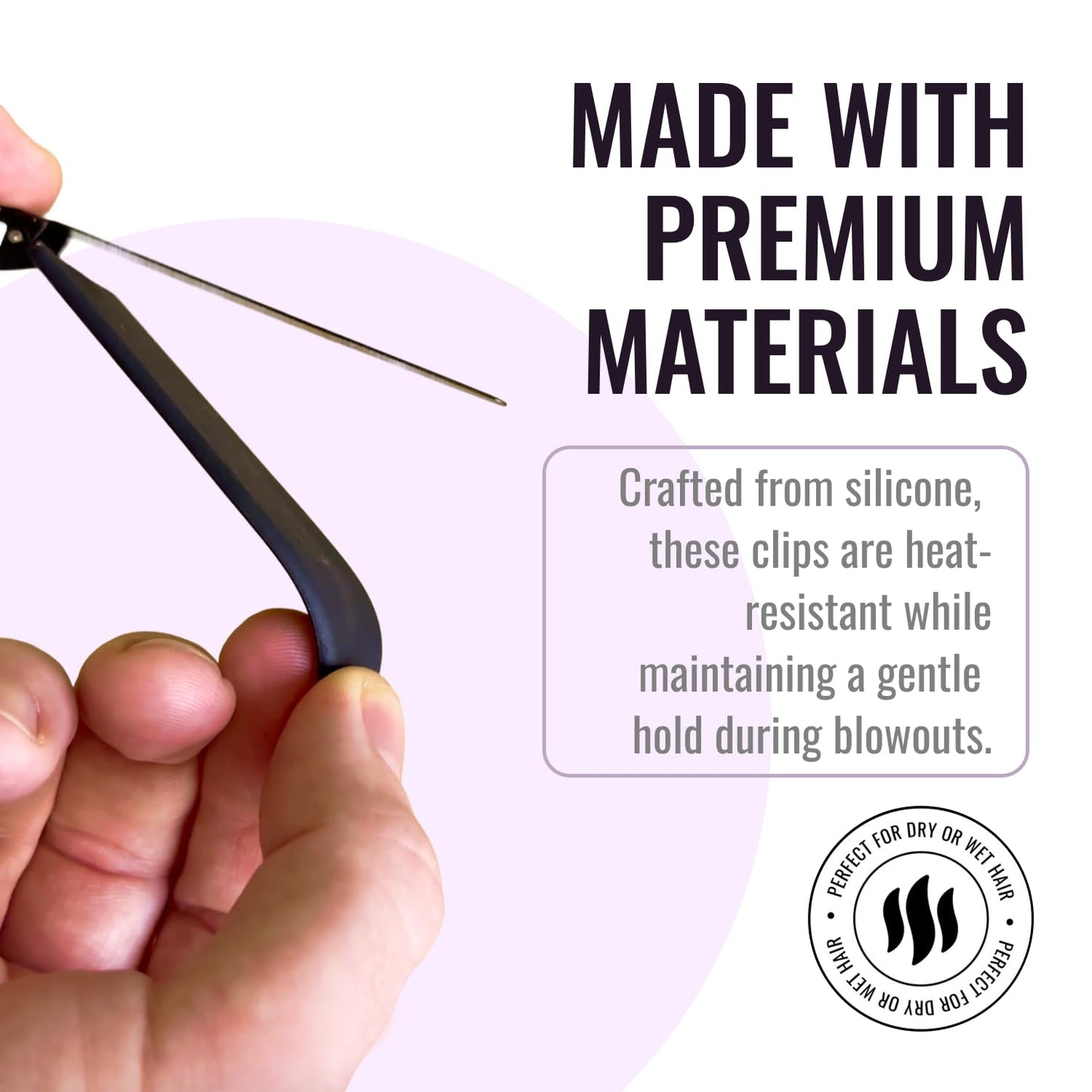 ERGO No-Crease Hair Clips – 4 Pcs Heat-Resistant Crimpless Clips for Hair Styling, Sectioning, Makeup | No Bend Clips for Women, Curls, Bangs, Salon Use