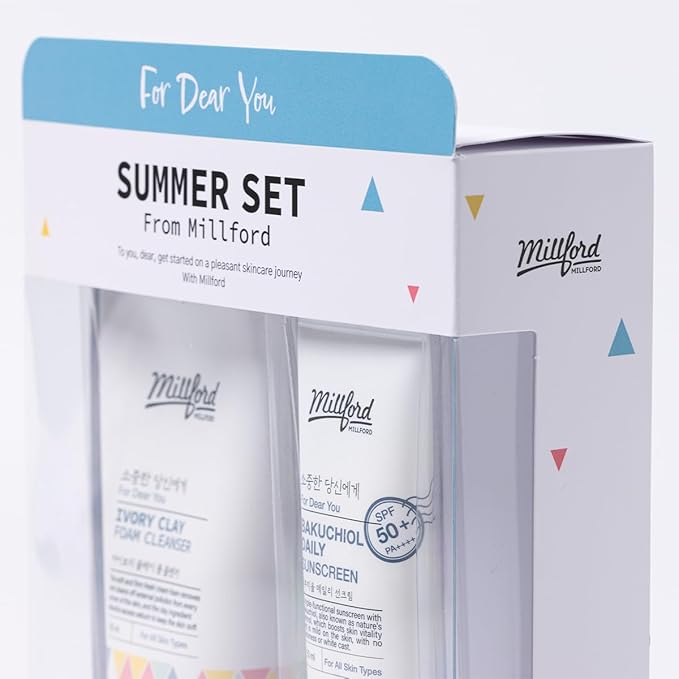 Sring Summer Set Ivory Foam Cleanser and Bakuchiol Daily Sun Moisturizer, Korean Skin Care, Firm and Soft Cream Foam, Sun Protection, Moisturizing, No White Cast, Quick Absorption, Set