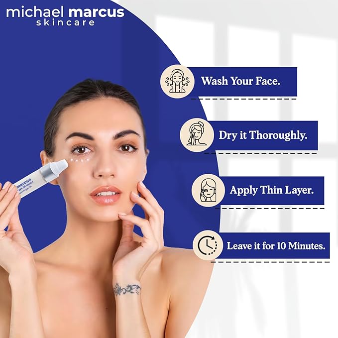 Micheal Marcus Hydromarineโข Eye Lift Serum - Reduces Wrinkles, Puffiness, Fine Line & Dark Circles - Under Eye Serum Improves Skin Elasticity, Skin texture & Brighten Complexion (30ml, 1 fl. oz)