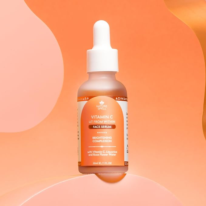 Nature Spell Pure Vitamin C Face Serum 1 Fl Oz - Brightens Skin - Minimise Enlarged Pores – Dark Spot Corrector – Anti Aging Serum for Face - Suitable for All Skin Types - 100% Vegan - Made In The UK