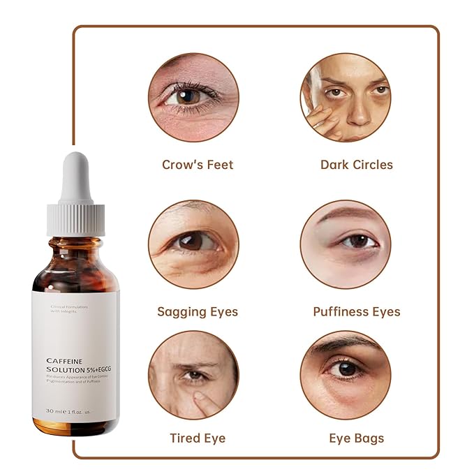 Caffeine Solution 5% + EGCG For Face, 30ML 2 PCS Moisturizing Caffeine Eye Serum For Dark Circles & Puffiness, Anti-aging Caffeine Serum.