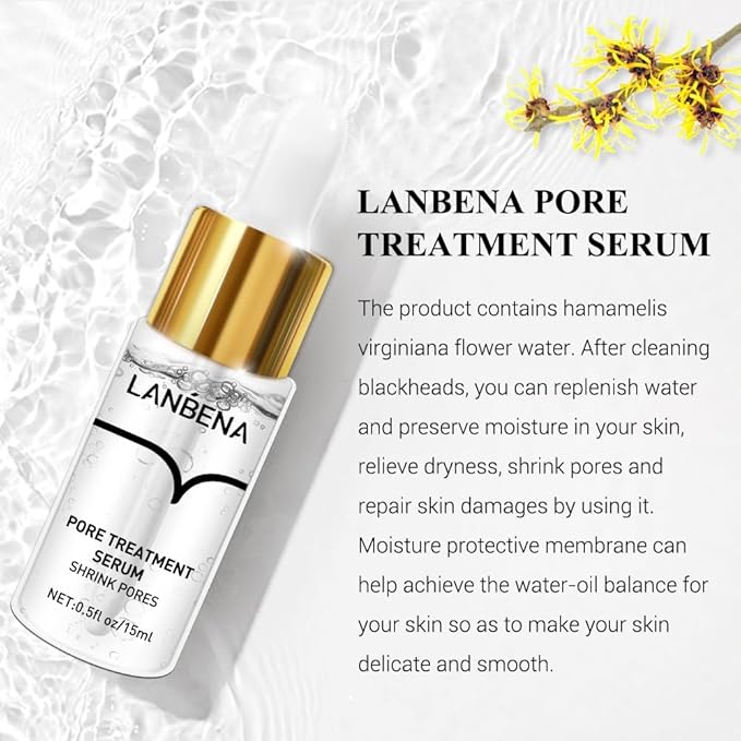 Pore Shrink Essence, Essence for Pore Skin Care, Shrink Pores, Remove Blackheads, Reduce Oil, Moisturize, Control Dryness, Suitable for Oily and Sensitive Skin, 15ml