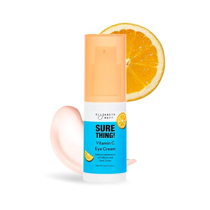 Elizabeth Mott Sure Thing Vitamin C Eye Cream – Hydrating, Brightening, Anti-Aging Eye Repair Treatment for Dark Circles & Puffiness – Vegan, Fragrance-Free, Cruelty-Free Skincare – 15ml (0.5oz)