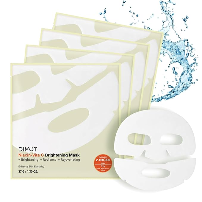4 PACK Deep Collagen Overnight Mask, Bio-collagen Face Hydrogel Mask Korean Skincare Facial sheet masks for lifting, firming, and Elasticity Improvement (Niacin-Vita C Mask)