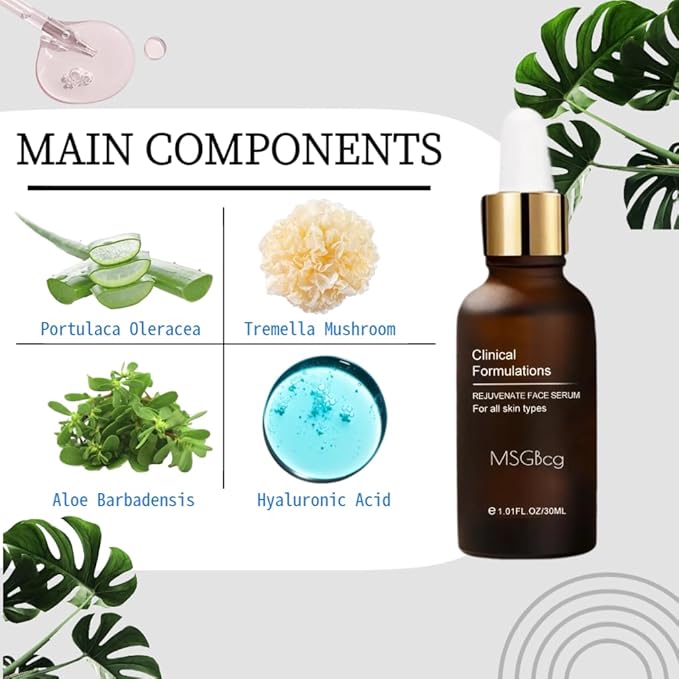 Rejuvenate Face Serum(3pcs),Stock Solution Facial Serum, in a Bottle, Instant Face Lift & Anti Aging Serum for Reduce Wrinkles - Fine Lines-plumping Skin,Hyaluronic Acid Formula for All Skin Types