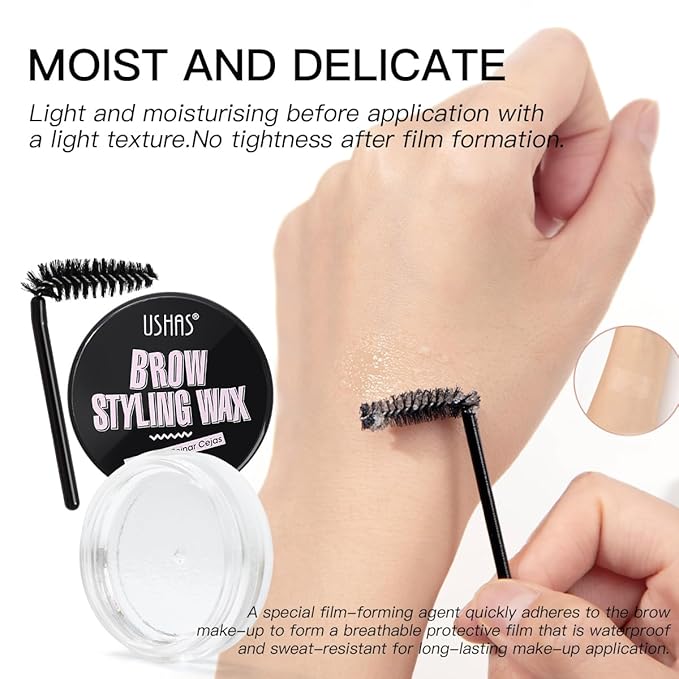 USHAS Eyebrow Gel for Eyebrow Styling Waterproof And Sweat-Proof Clear brow Gel, Long-Lasting Eyebrow Wax Kit for Eyebrow Freeze, Quick-drying & Natural Shape
