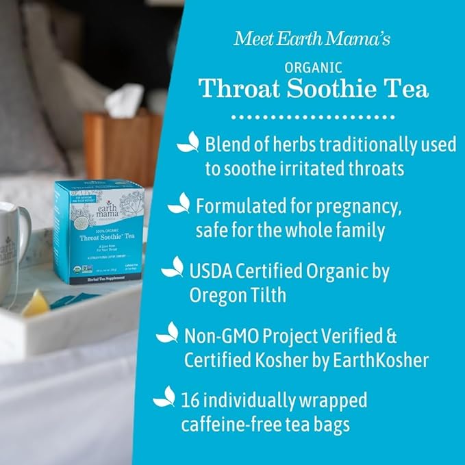 Throat Soothie Tea with Elderflower for Immune Support | Formulated with No Licorice | Safe for Kids & During Pregnancy, 16-Count (Packaging May Vary)