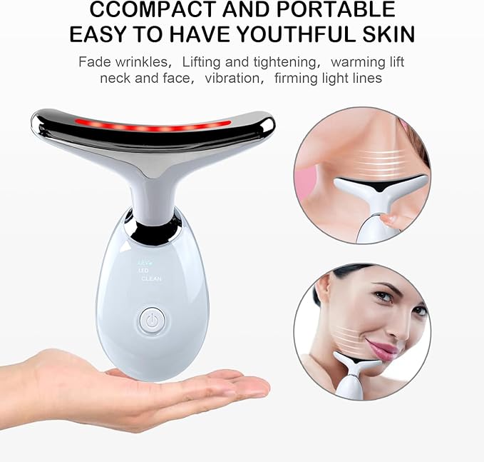 Face and Neck Massager,7 Color Multifunctional Facial Skin Care Tools, Led Face and Neck Beauty Device for Home Use