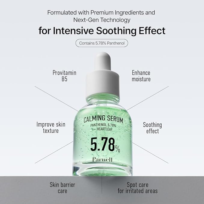 Parnell Panthenol 5.78% | 30ml / 1.01 fl.oz. | Heartleaf Calming Serum, soothing & moisturizing serum, korea skin care, korea beauty